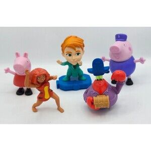 Lot of 5 Peppa Pig Friends SpongeBob Mr. Krabs Mini Figurines Playset Toys